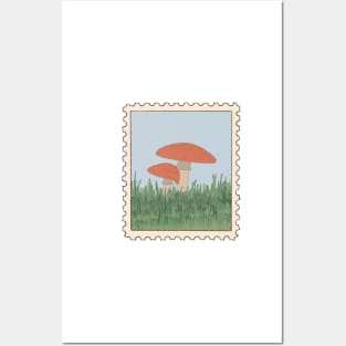 Cottagecore Mushroom Stamp Posters and Art